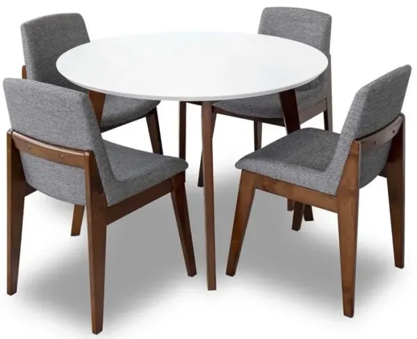 Aliana Dining set with 4 Ohio Dark Gray Chairs (White)