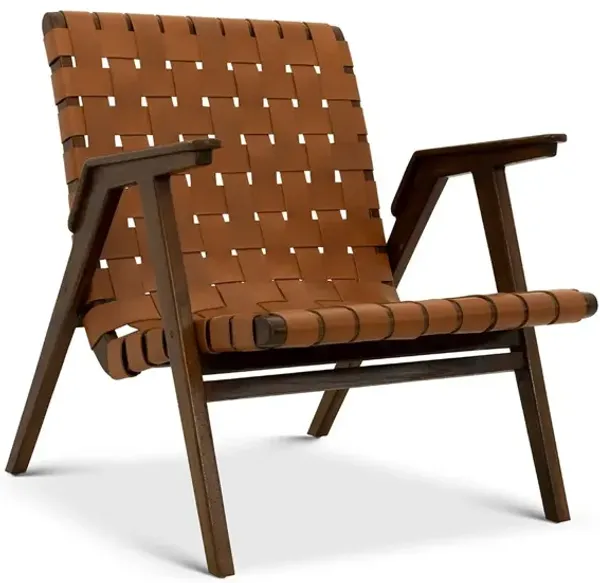 Dairi Genuine Leather Teak Armchair