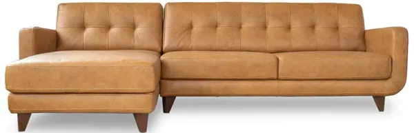 Cassie Tan Leather Sectional Sofa Left Facing Chaise