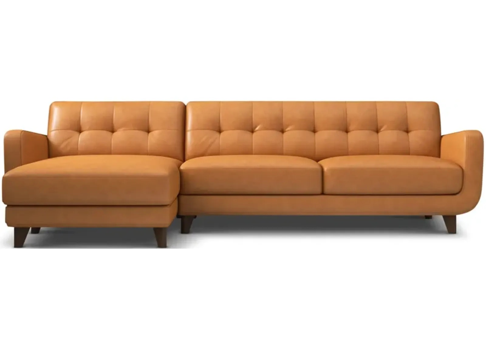 Cassie Tan Leather Sectional Sofa Left Facing Chaise