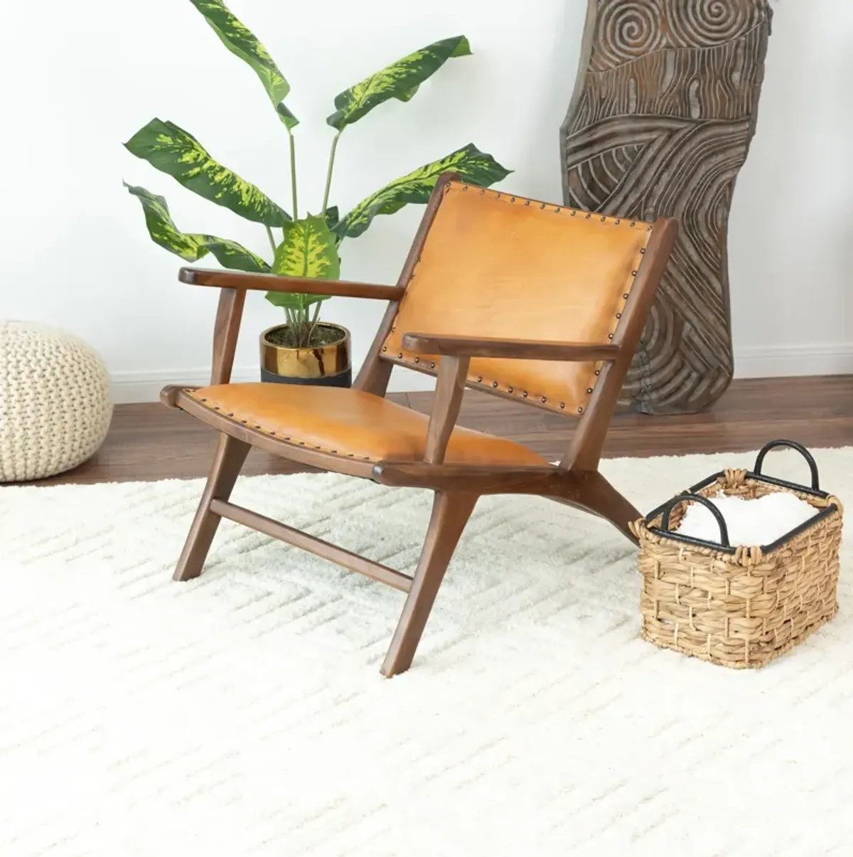 Makasar Leather Arm Chair