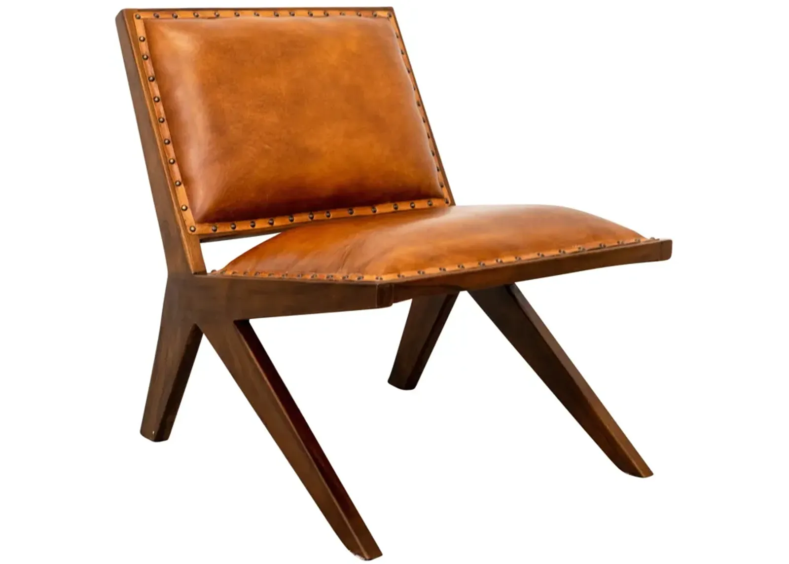 Samaloni Antique Tan Leather Lounge Chair