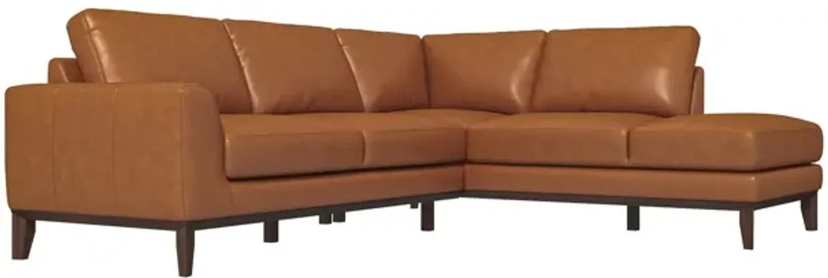 Mayfair Tan Leather Right Sectional Sofa