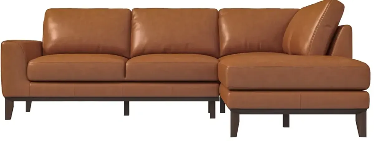 Mayfair Tan Leather Right Sectional Sofa