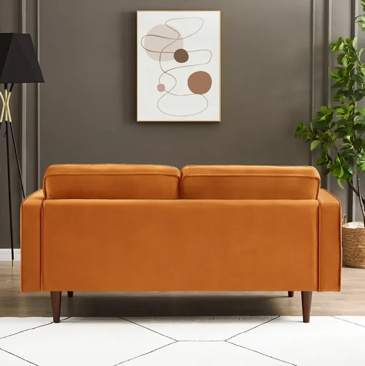 Kirby Burnt Orange Velvet Loveseat