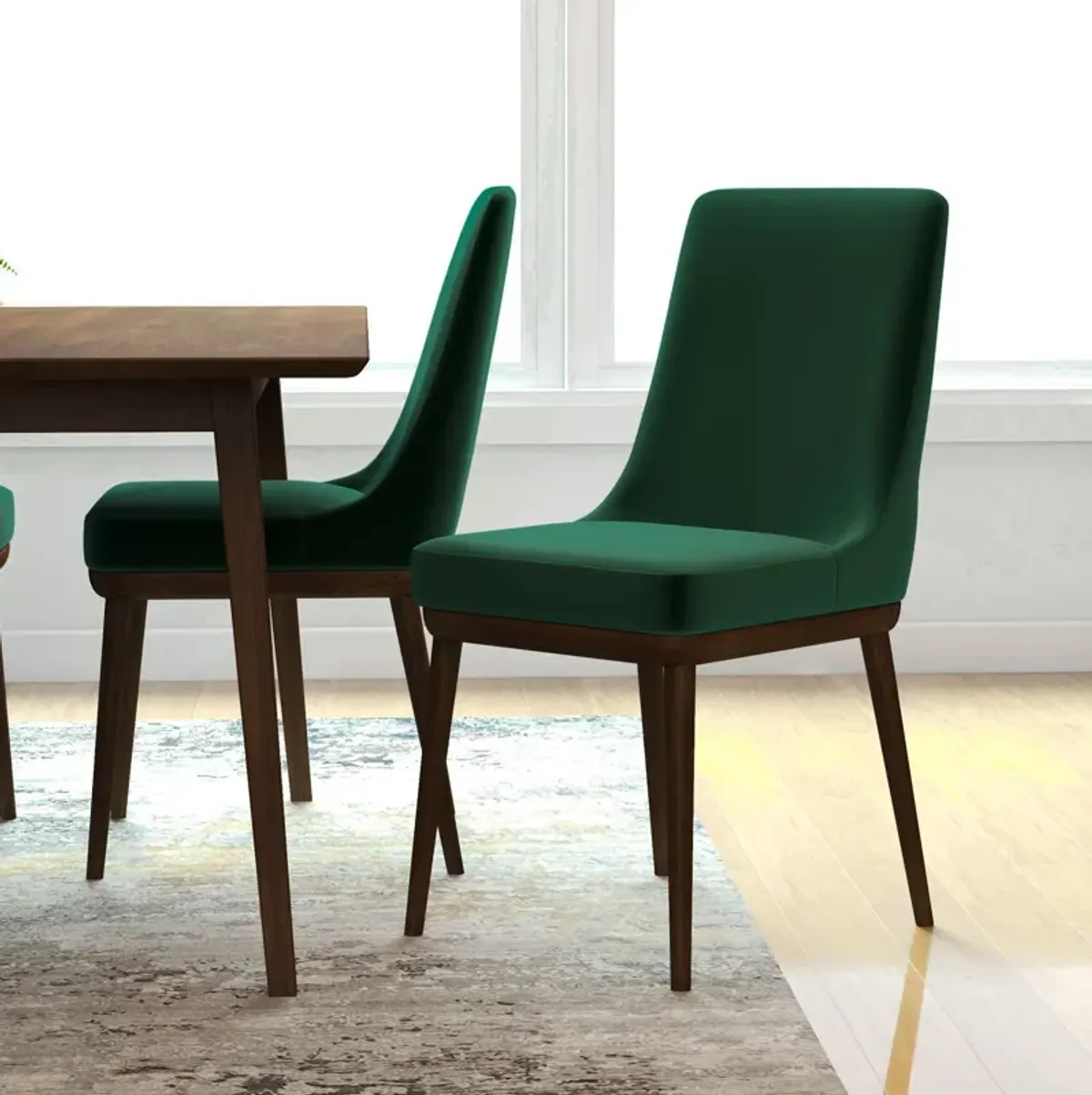 Brighton Dining Chair Emerald Green Velvet Set of 2