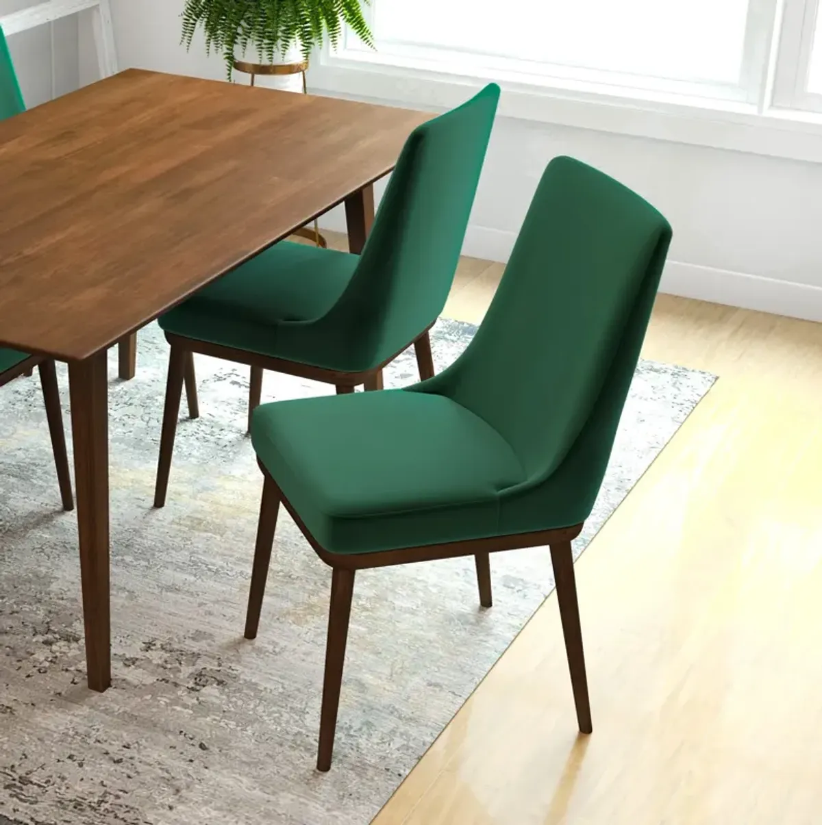 Brighton Dining Chair Emerald Green Velvet Set of 2