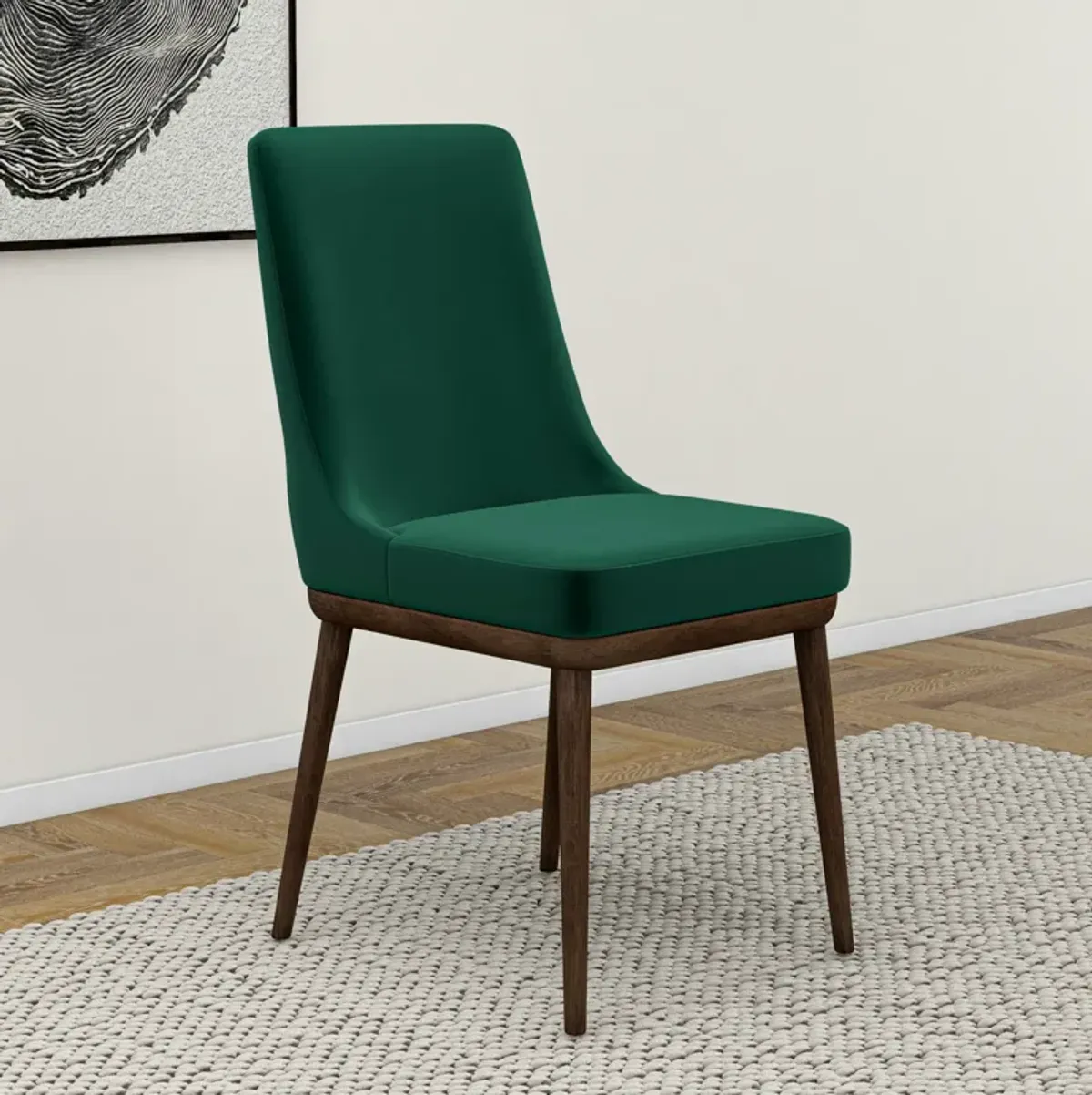 Brighton Dining Chair Emerald Green Velvet Set of 2