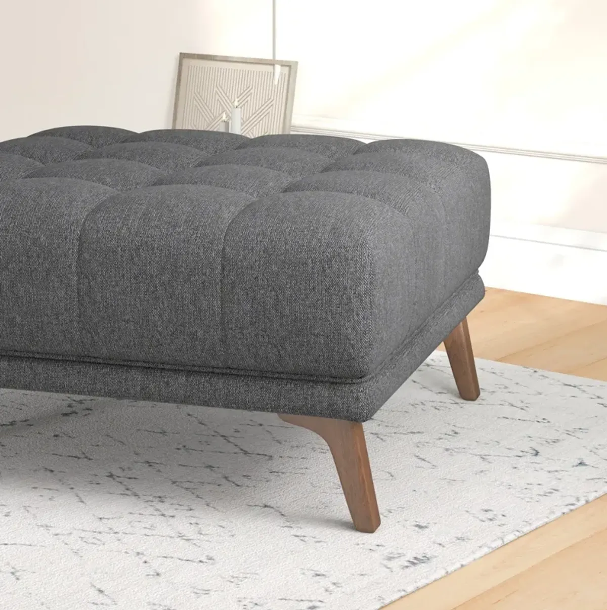 Kano Dark Gray Fabric Ottoman