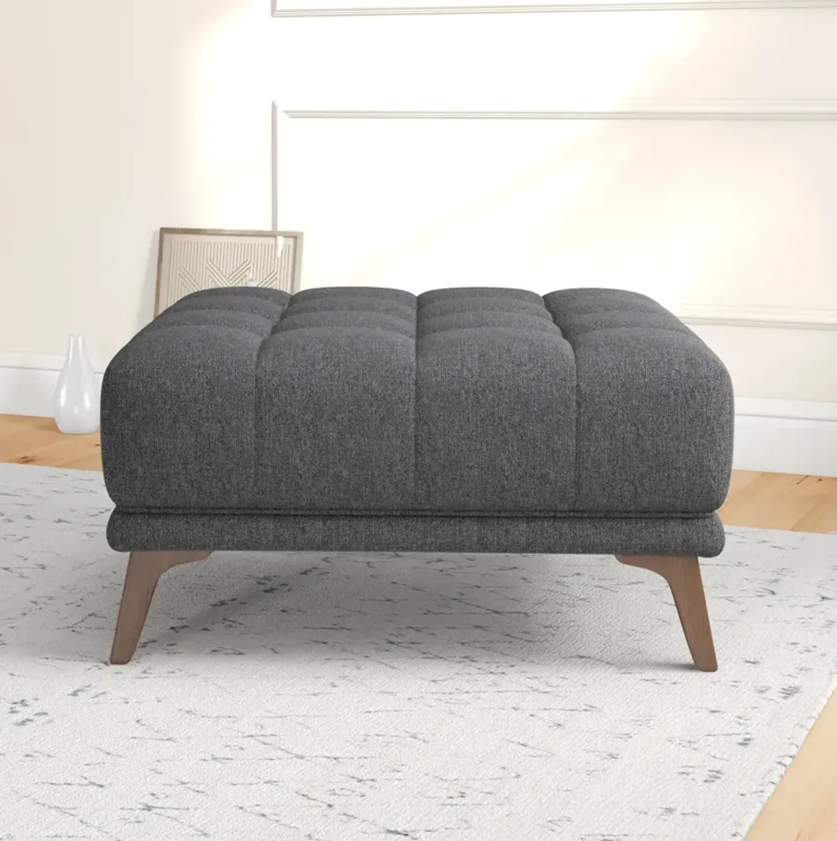 Kano Dark Gray Fabric Ottoman