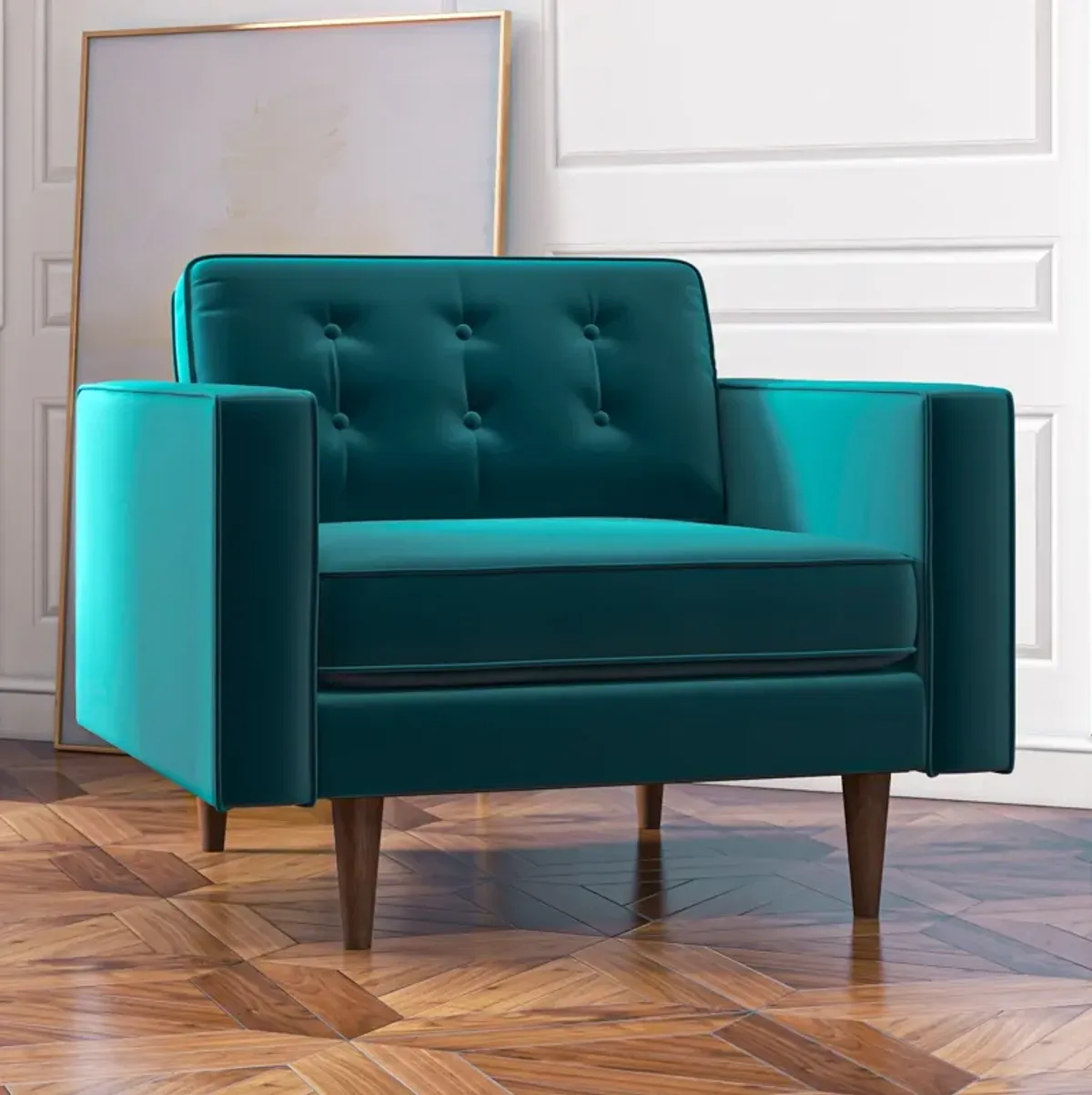 Kirby Teal Velvet Arm Chair