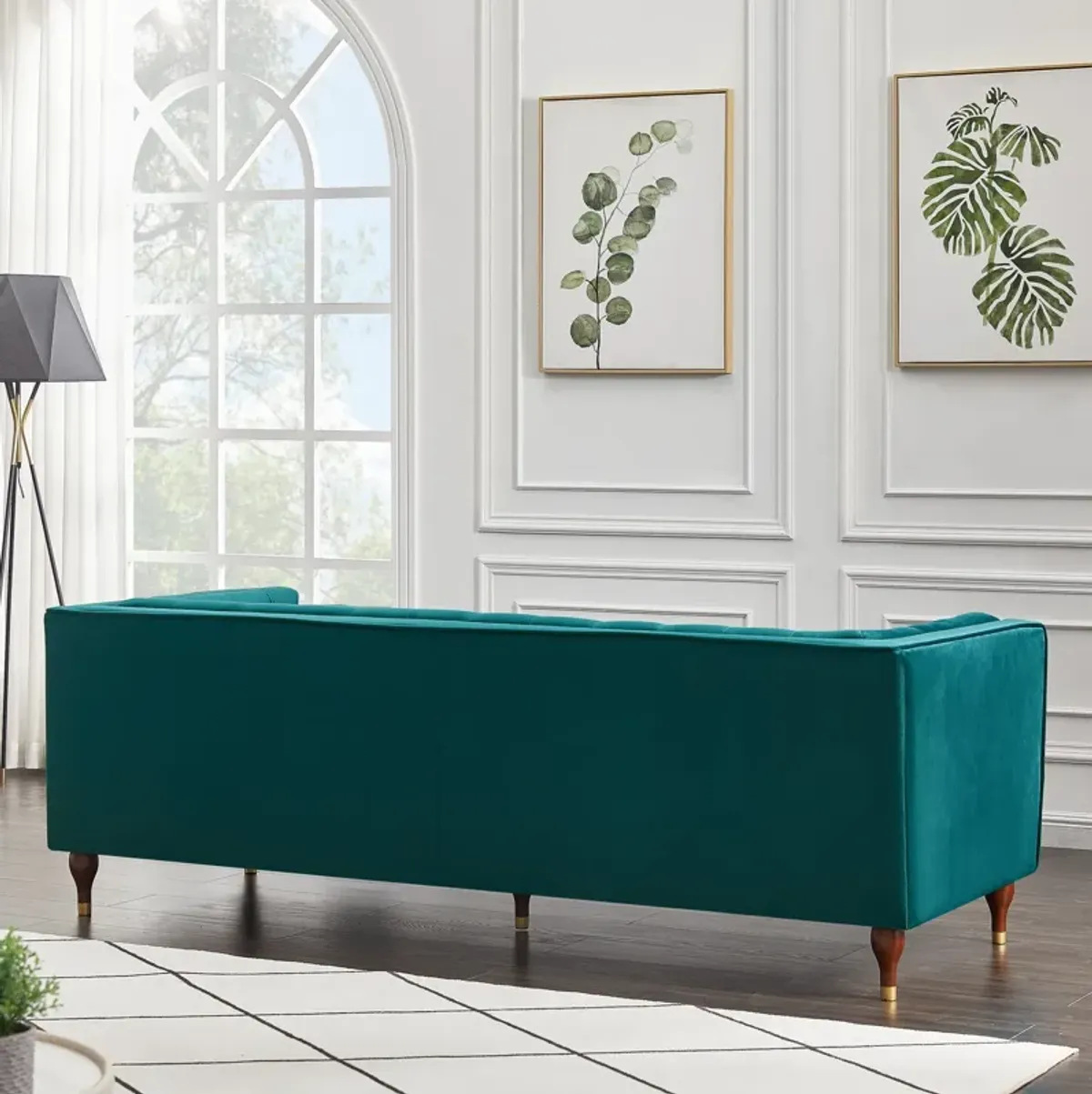 Houston Teal Velvet Modern Sofa