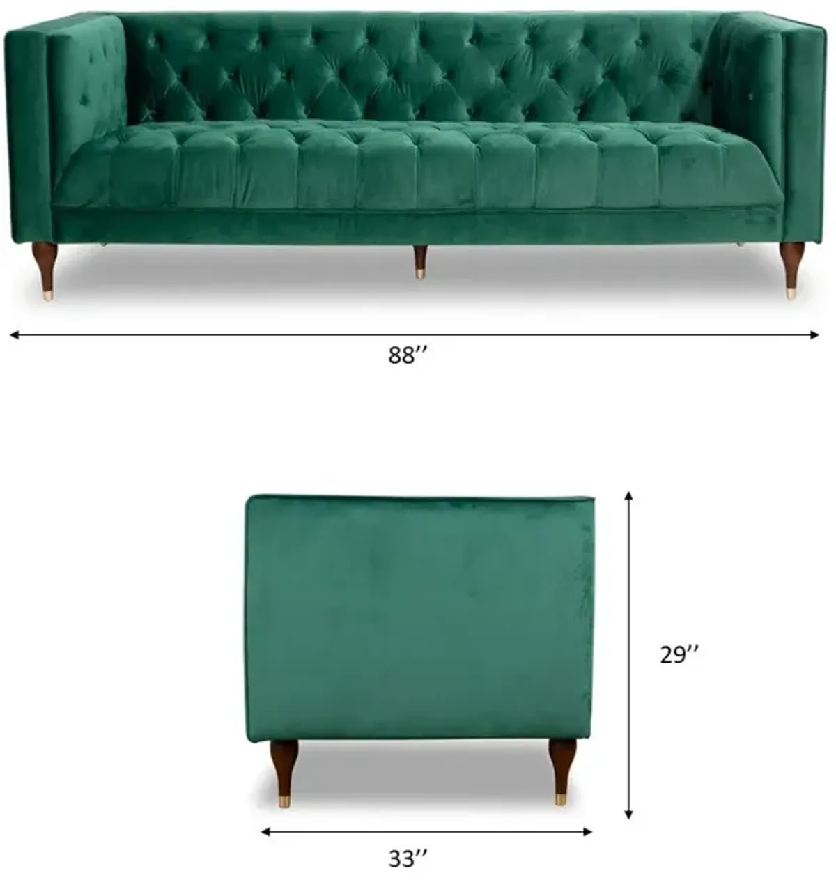 Houston Teal Velvet Modern Sofa