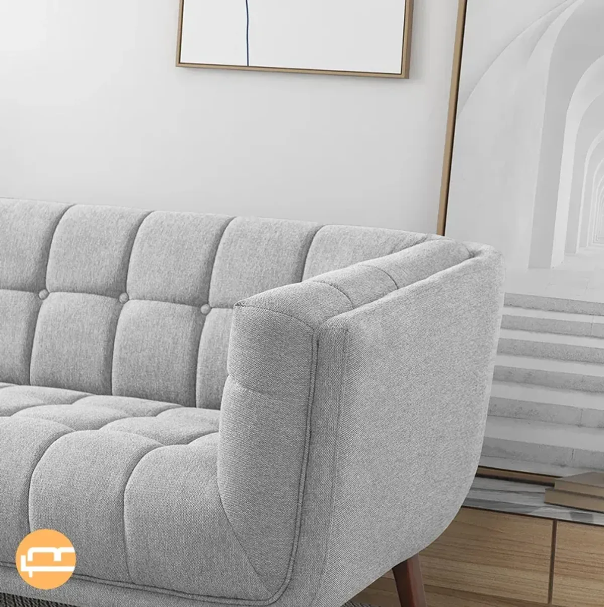 Kano Light Gray Linen Sofa