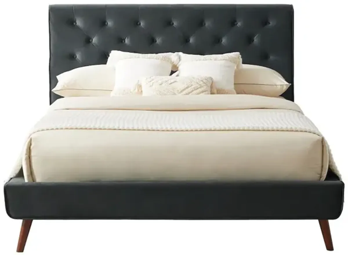 Ashley Queen Dark Gray Velvet Platform Bed