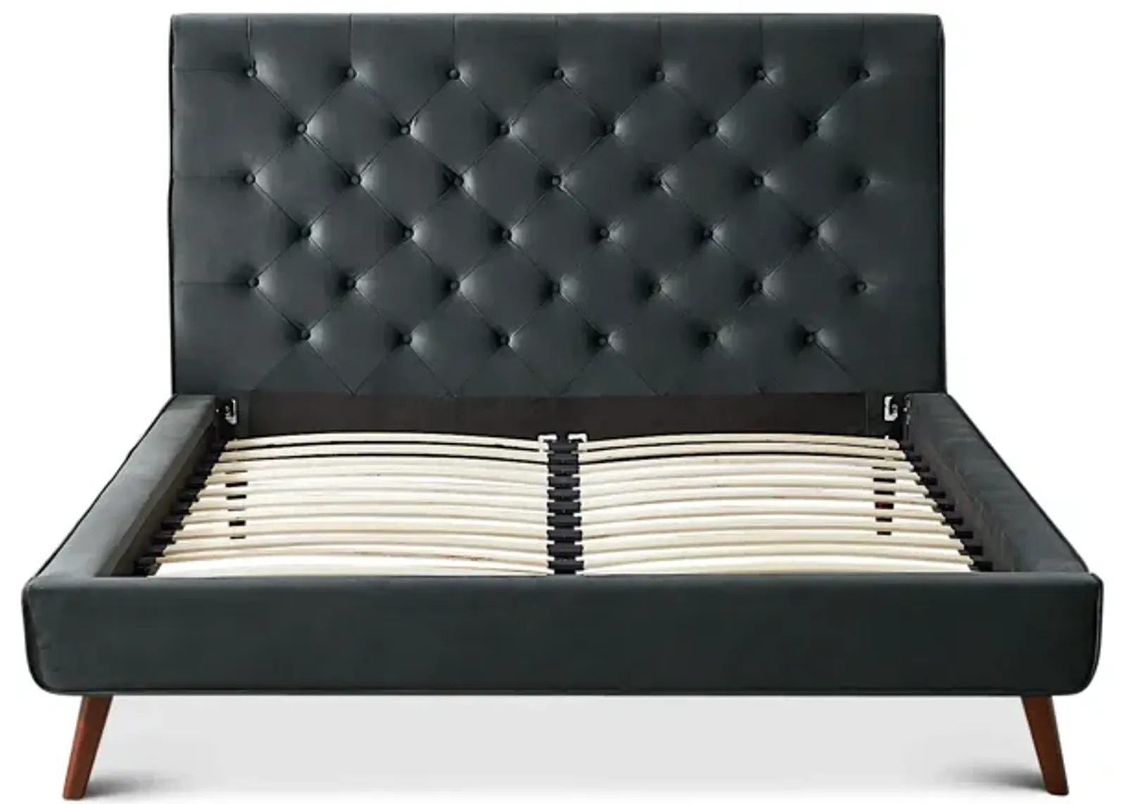 Ashley Queen Dark Gray Velvet Platform Bed