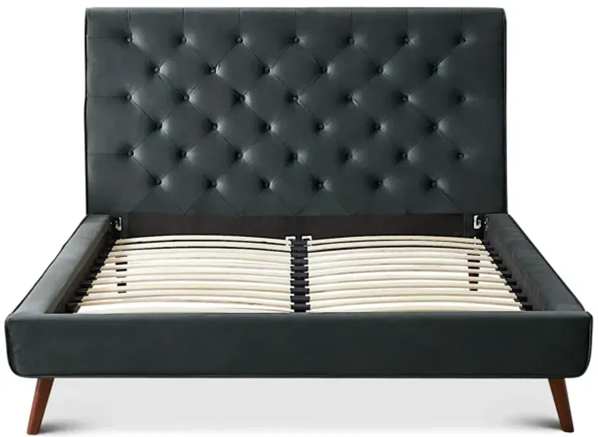 Ashley Queen Dark Gray Velvet Platform Bed