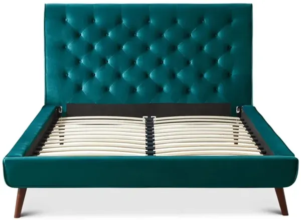 Ashley Queen Turquoise Velvet Platform Bed