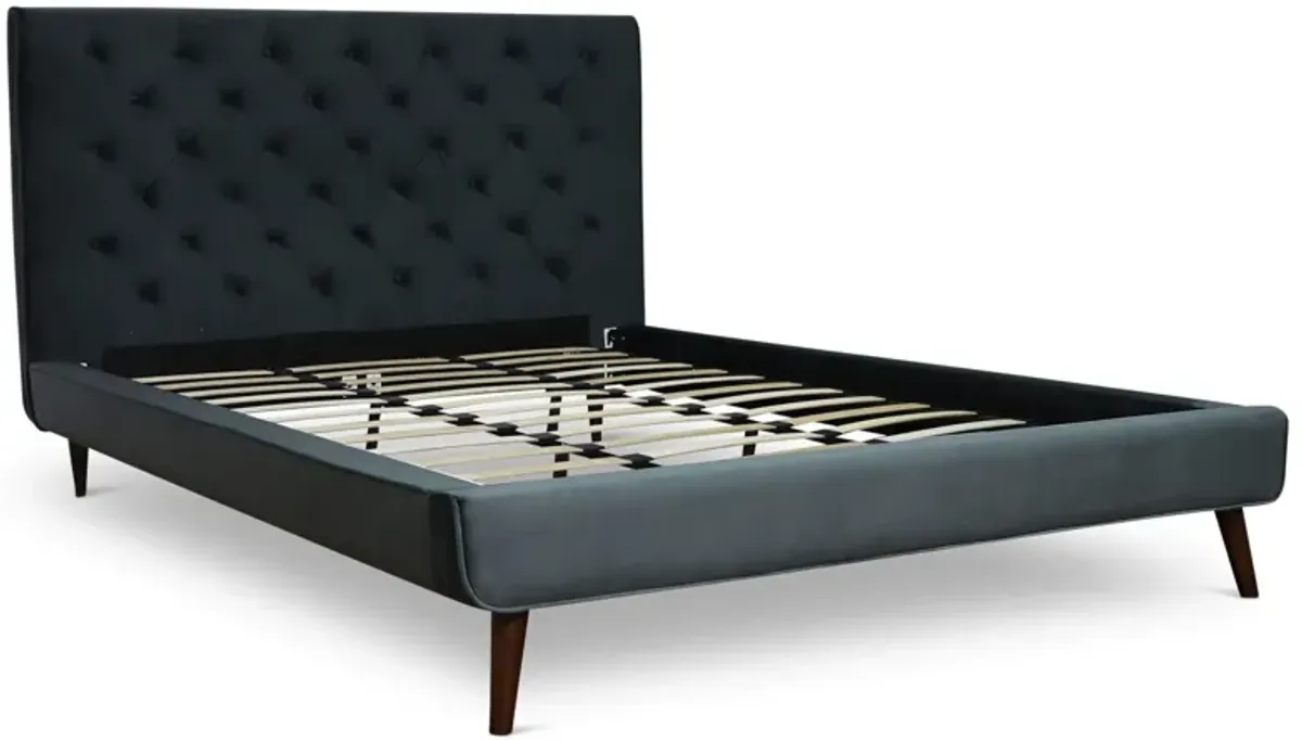 Ashley King Dark Gray Velvet Platform Bed