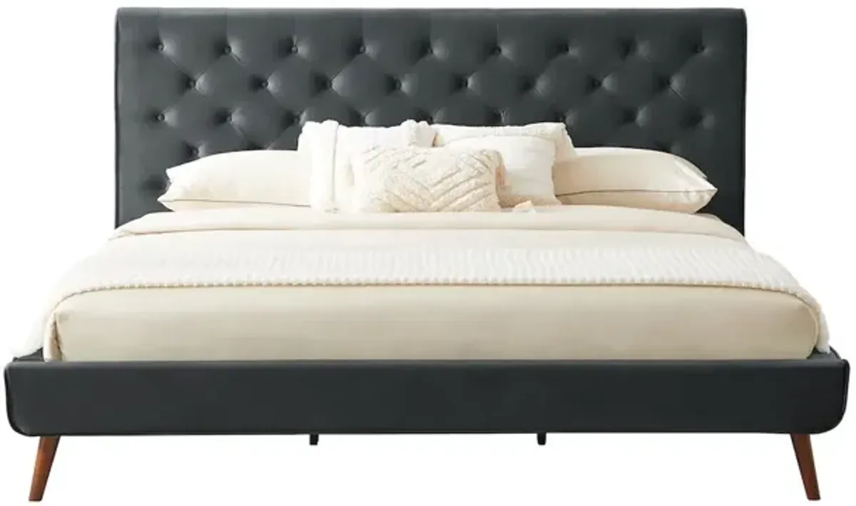 Ashley King Dark Gray Velvet Platform Bed