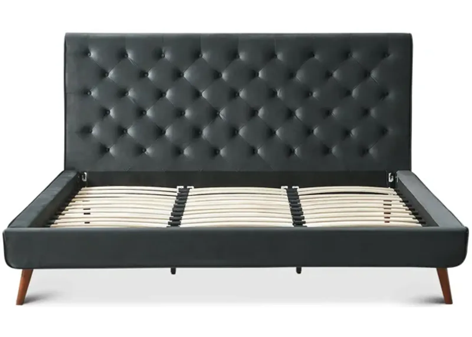 Ashley King Dark Gray Velvet Platform Bed