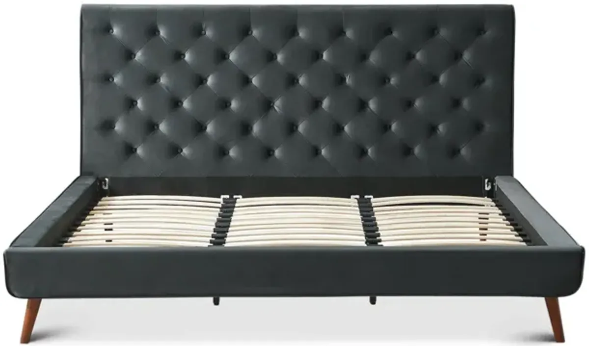 Ashley King Dark Gray Velvet Platform Bed