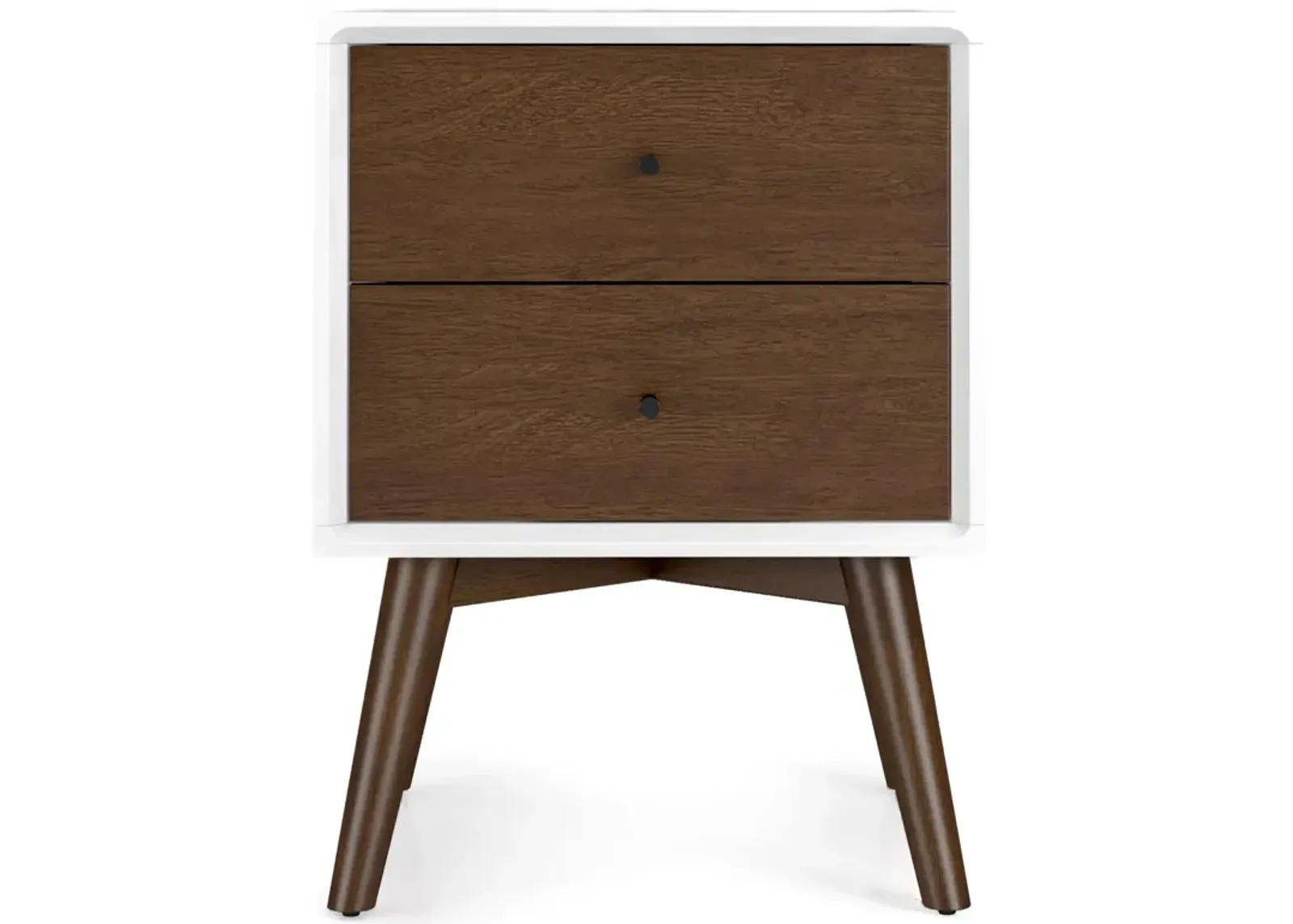 Noak White Walnut Mid Century Modern Style Night Stand