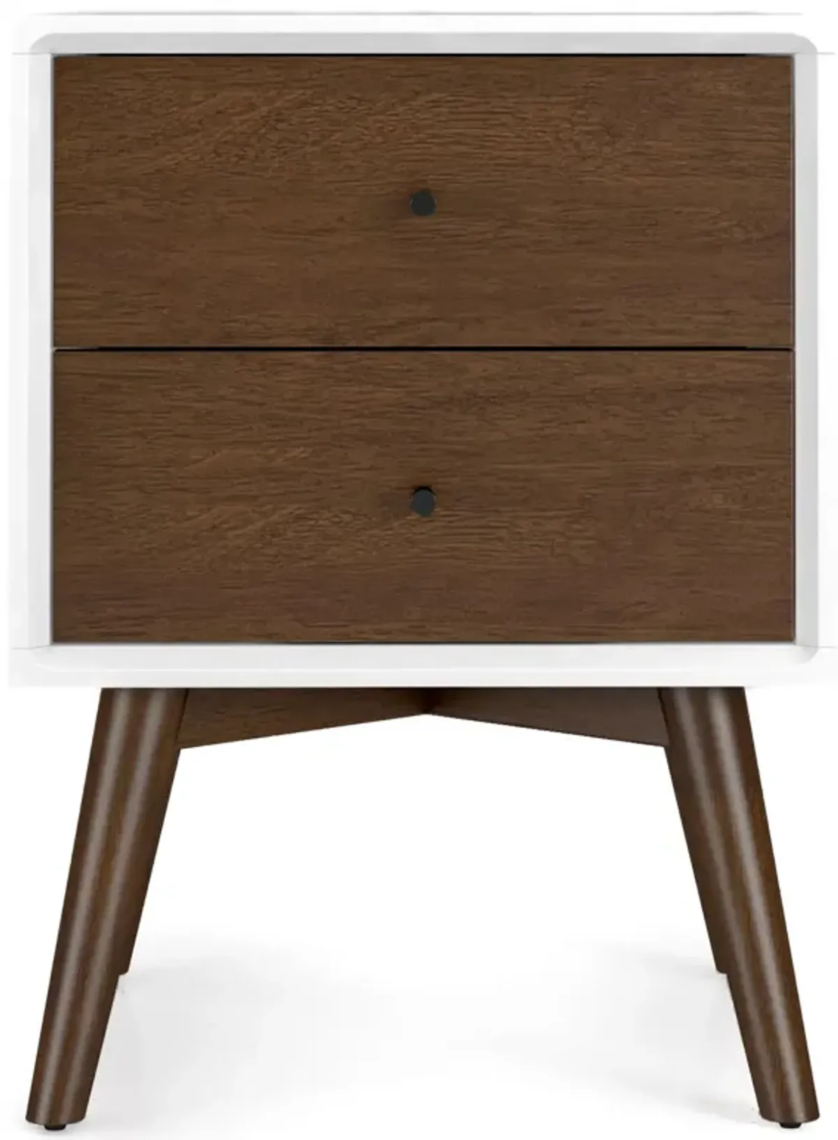 Noak White Walnut Mid Century Modern Style Night Stand