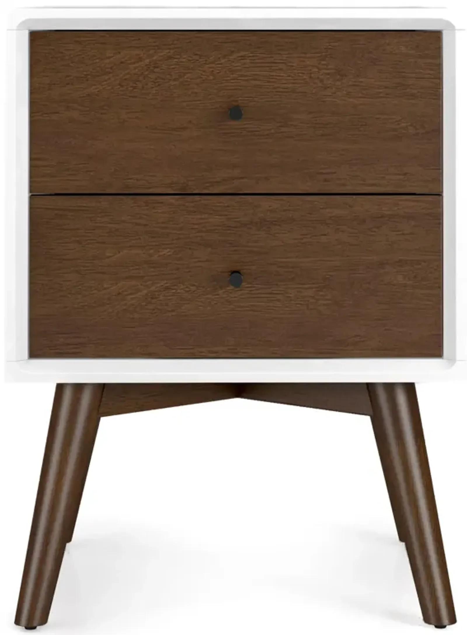 Noak White Walnut Mid Century Modern Style Night Stand