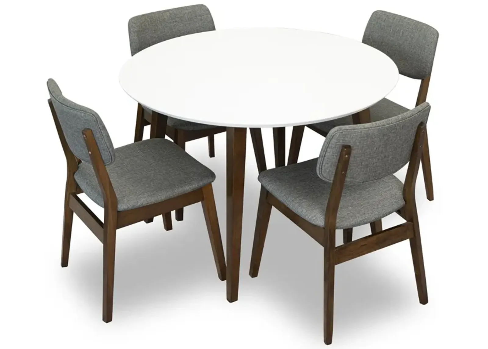 Palmer (White) Dining Set with 4 Abbott (Grey) Dining Chairs