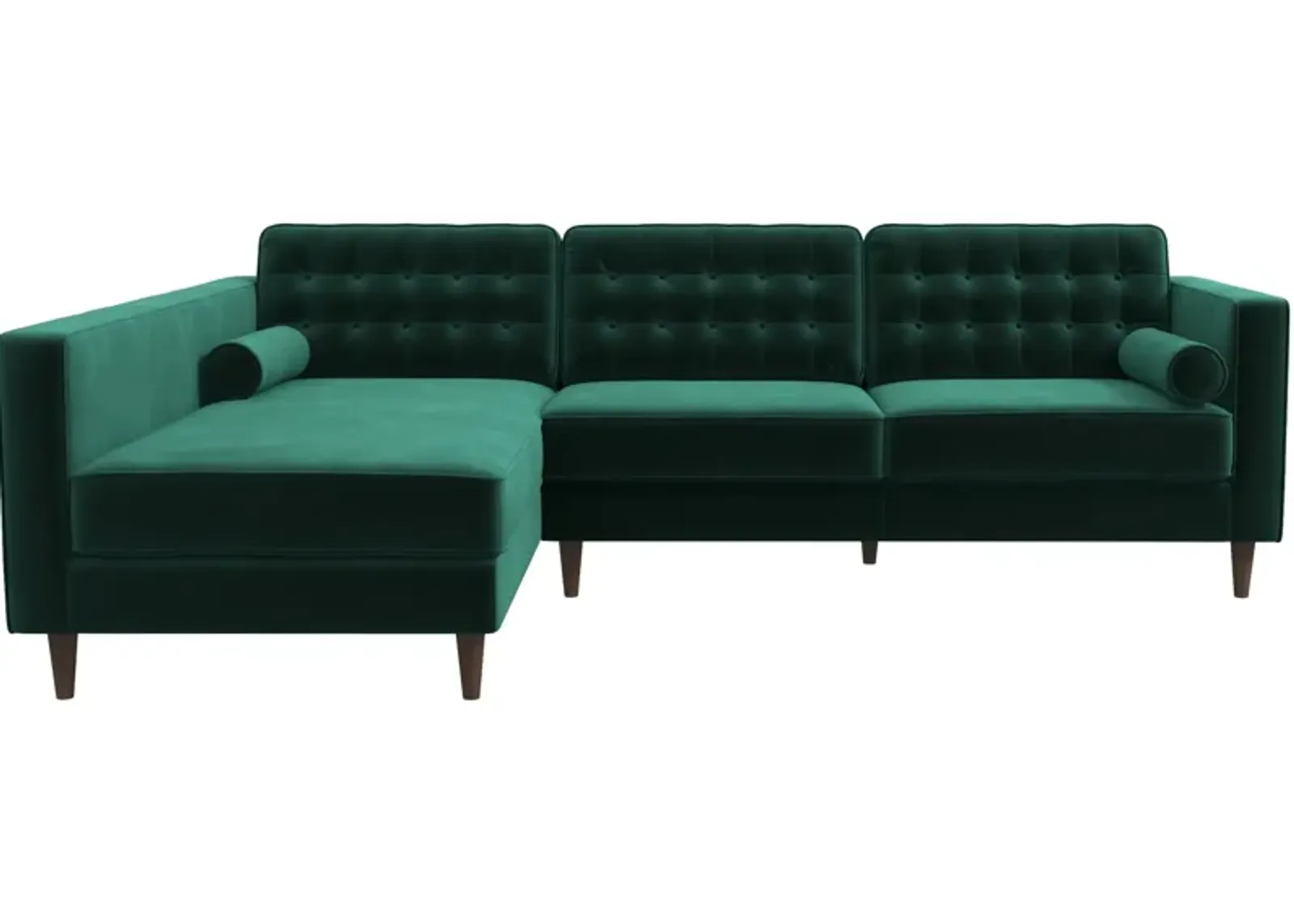 Olson Green Velvet Sectional Sofa Left Chaise