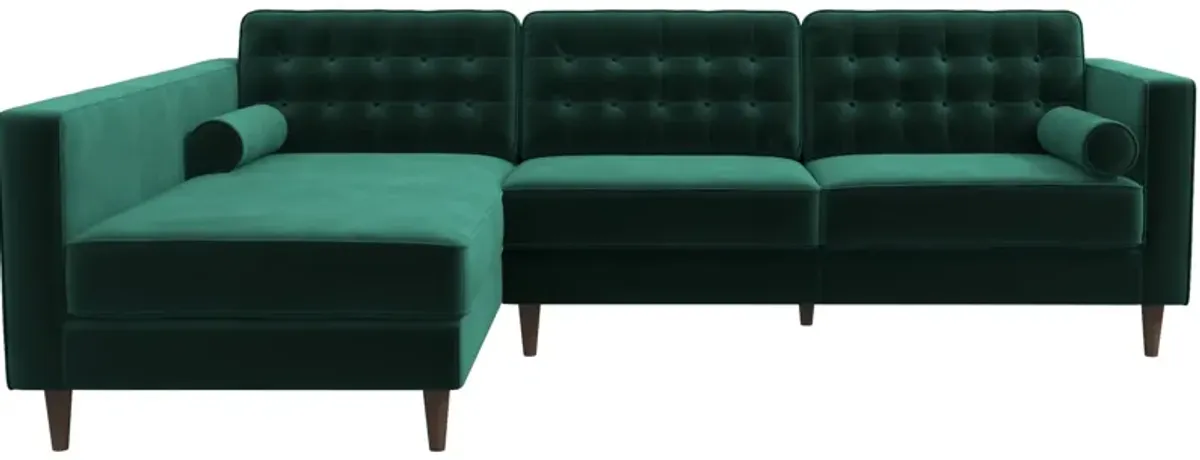 Olson Green Velvet Sectional Sofa Left Chaise