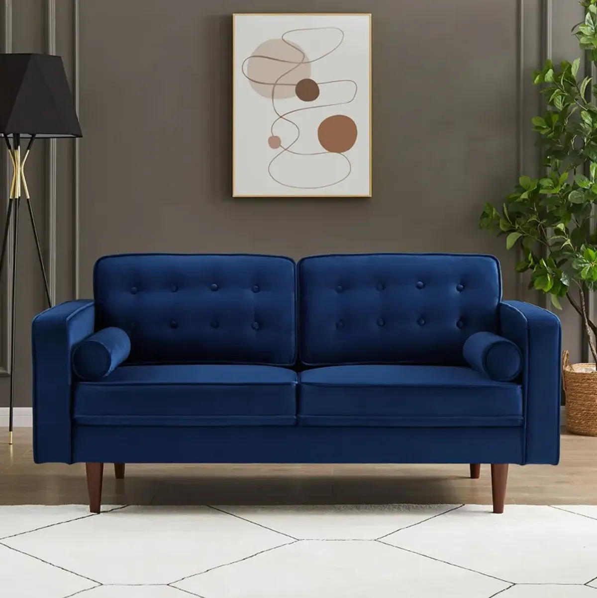 Kirby Navy Blue Velvet Loveseat