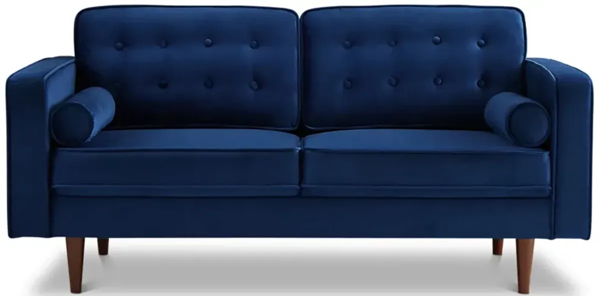 Kirby Navy Blue Velvet Loveseat