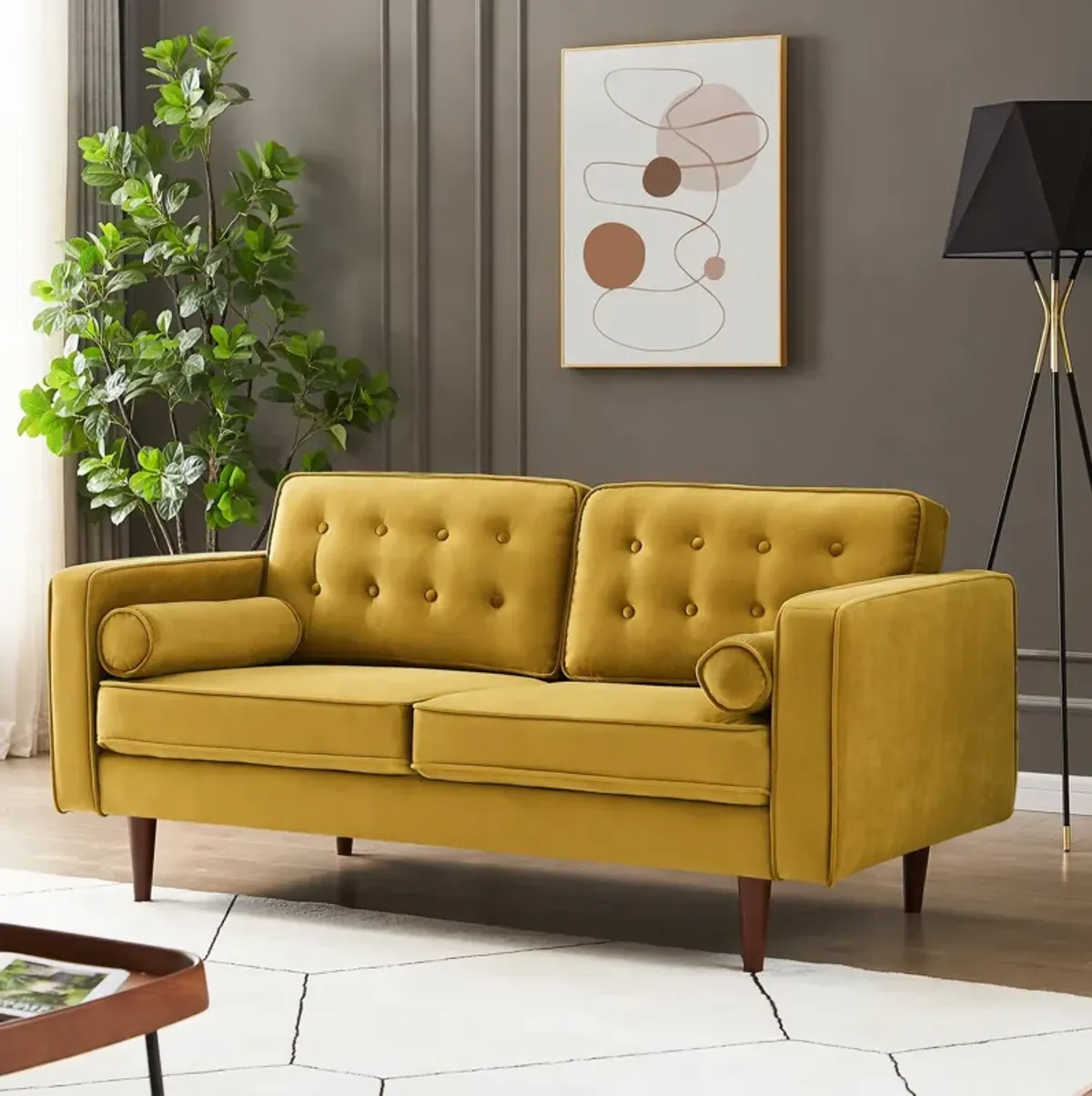 Kirby Gold Velvet Loveseat