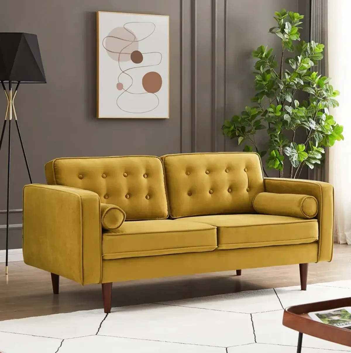 Kirby Gold Velvet Loveseat