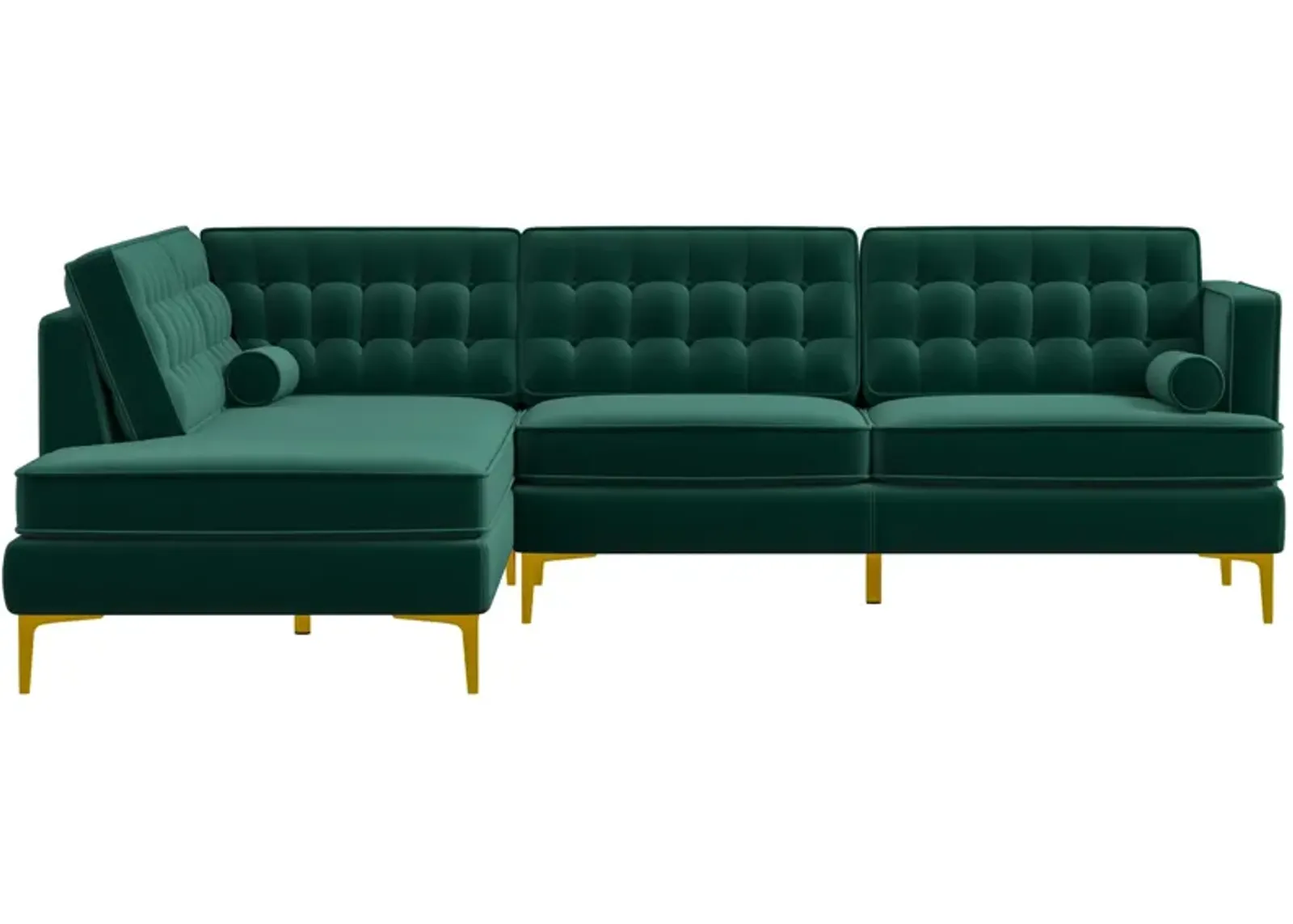 Caleb Sectional Sofa Green Velvet Left Chaise