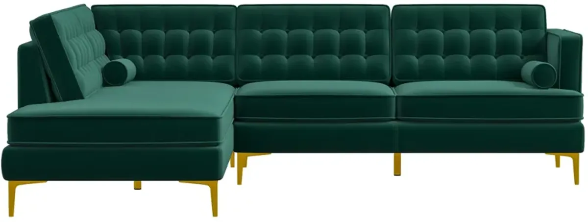 Caleb Sectional Sofa Green Velvet Left Chaise