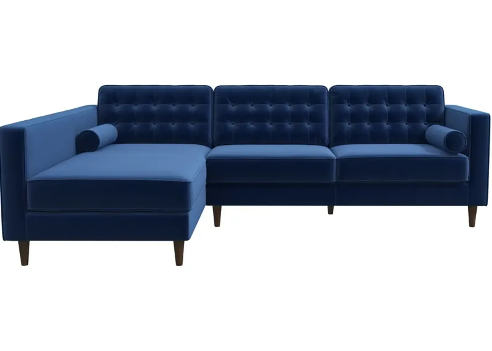 Olson Midnight Blue Velvet Sectional Sofa Left Chaise