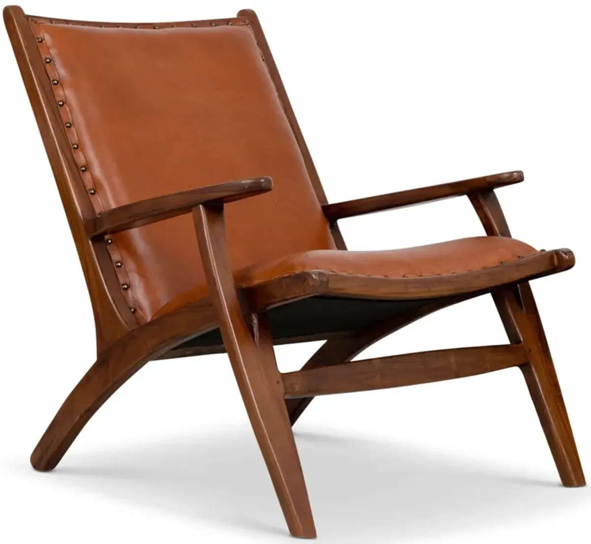 Bogor Antique Tan Leather Lounge Chair