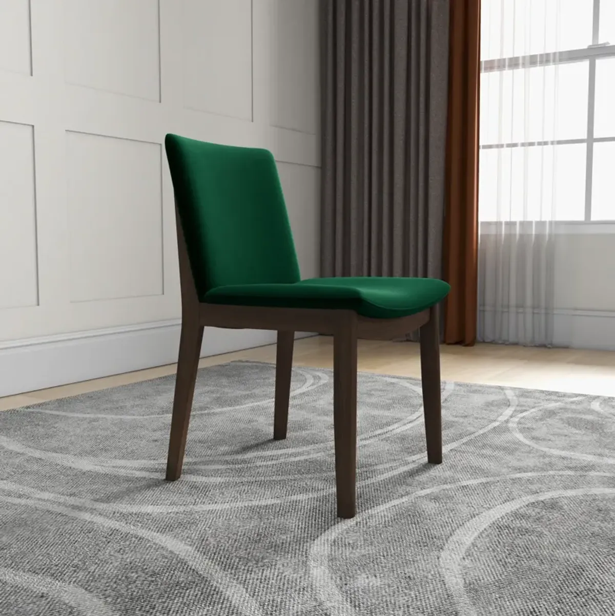 Virginia Dining Chair Green Velvet Set of 2