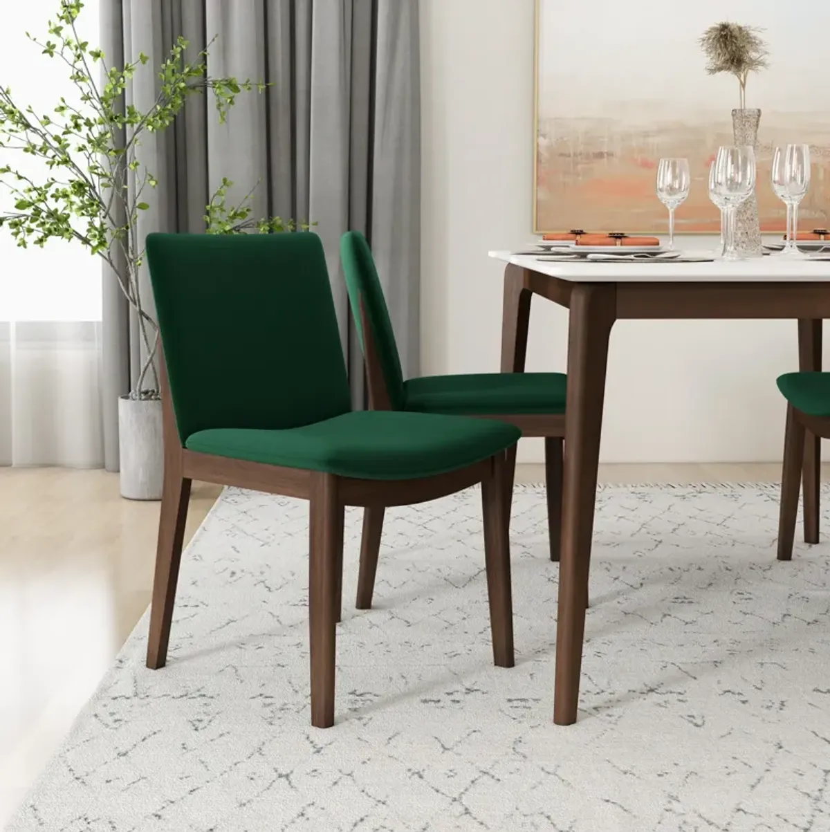 Virginia Dining Chair Green Velvet Set of 2