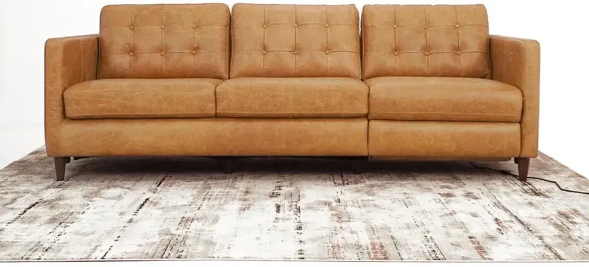Louis Tan Leather Electric Incliner Sofa- Right