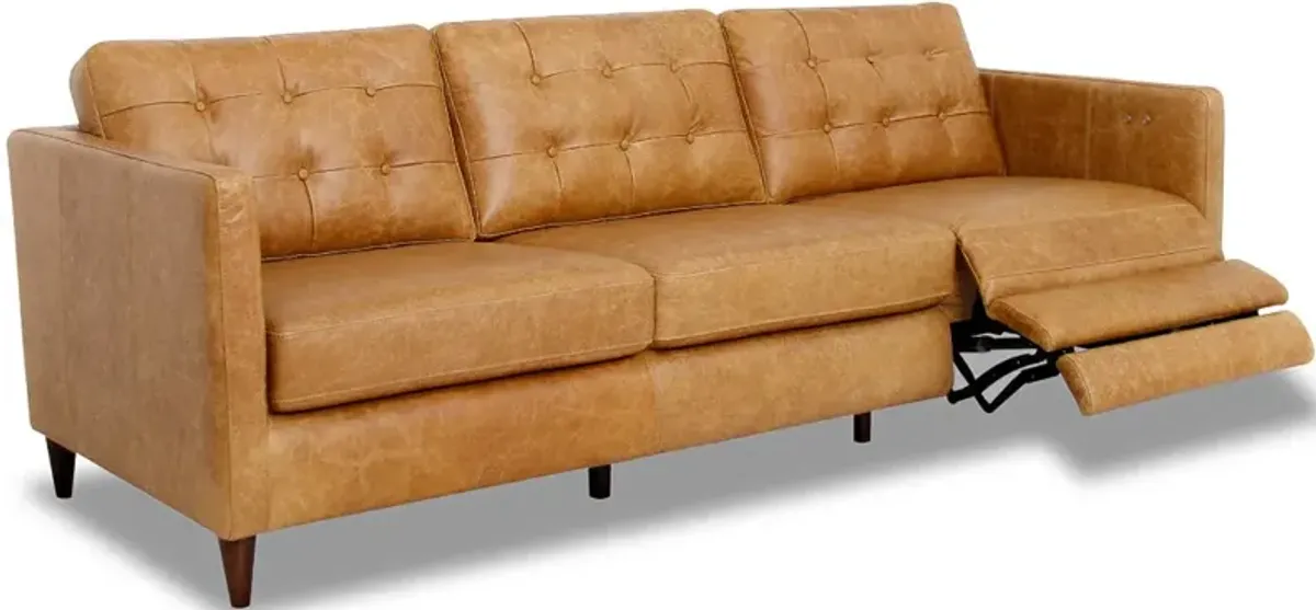 Louis Tan Leather Electric Incliner Sofa- Right