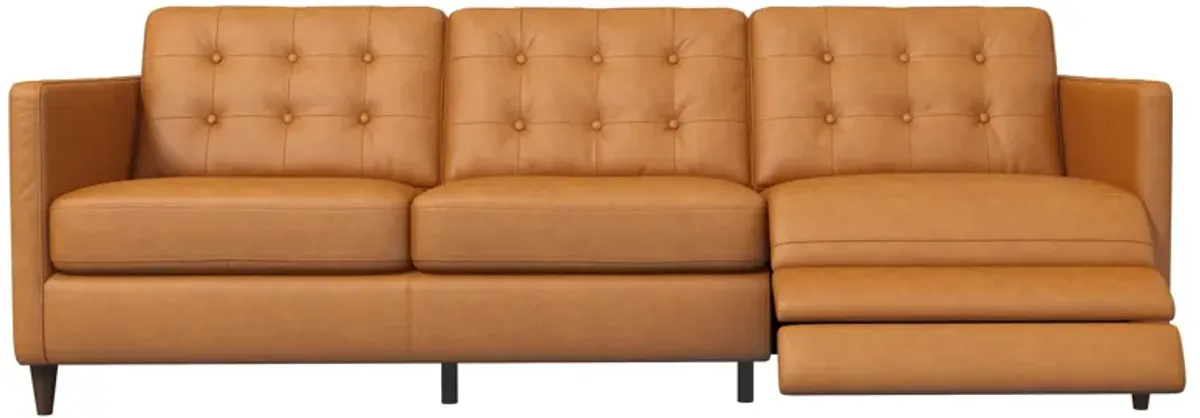 Louis Tan Leather Electric Reclining Sofa - Right Recliner