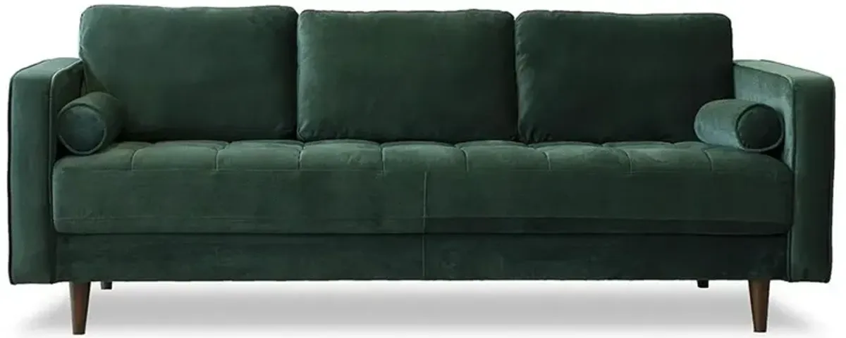 Tessa Dark Green Velvet Sofa 84"