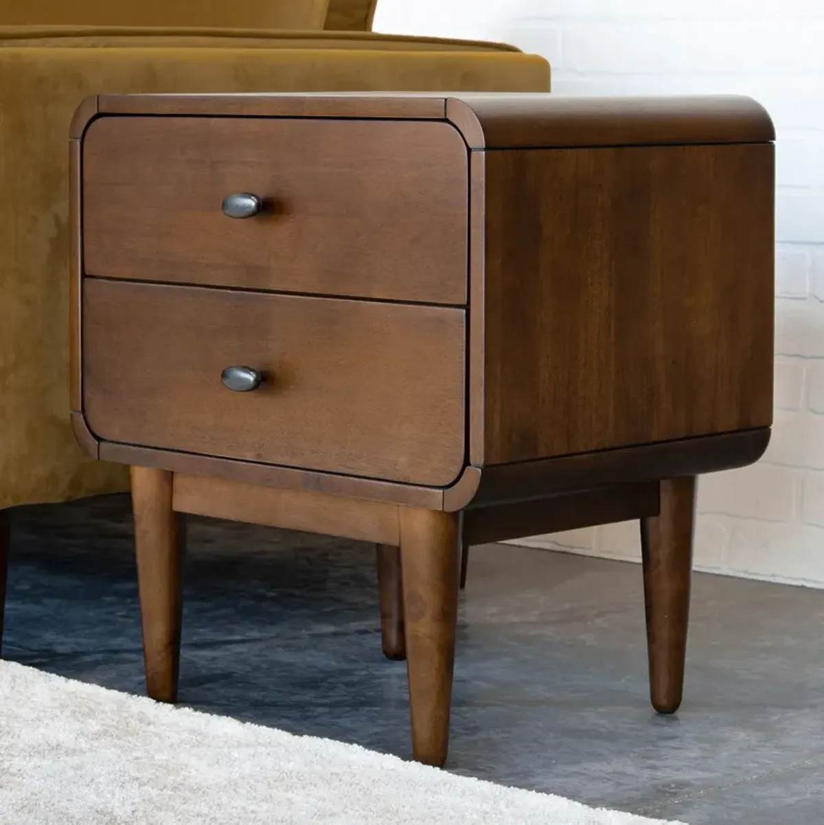 Stein Walnut Mid Century Modern Style Night Stand