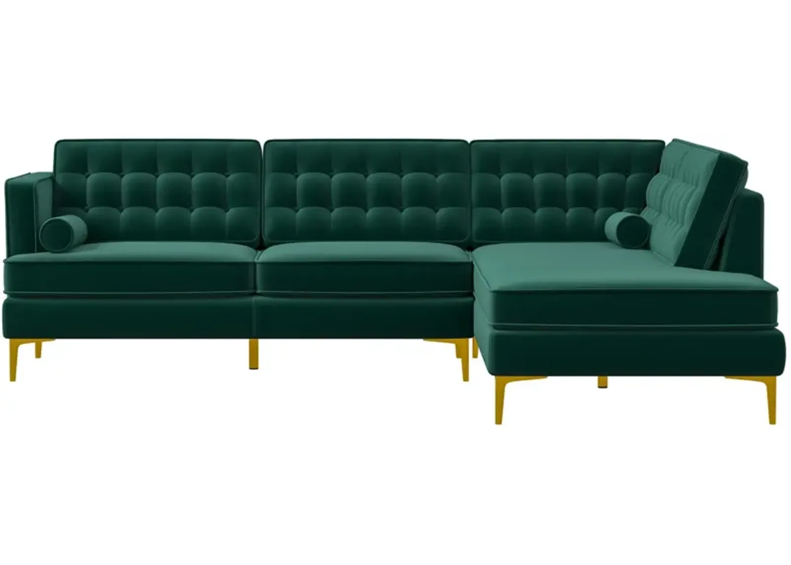 Caleb Sectional Sofa Green Velvet Right Chaise