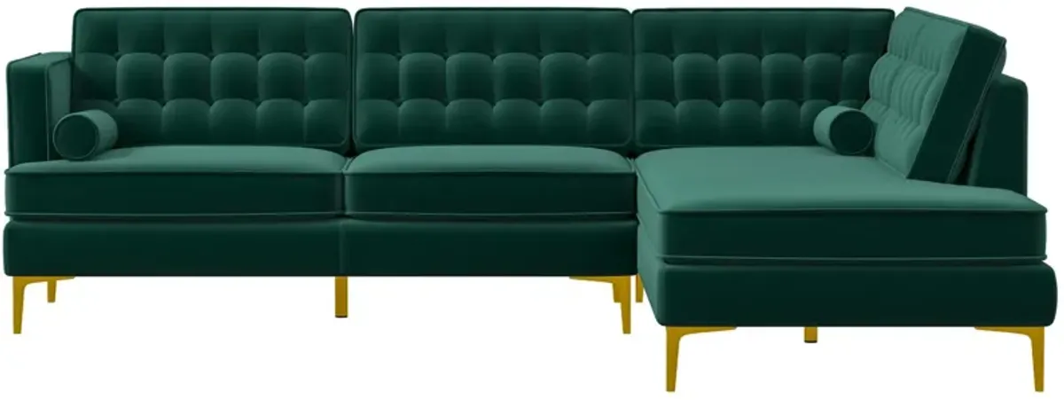 Caleb Sectional Sofa Green Velvet Right Chaise