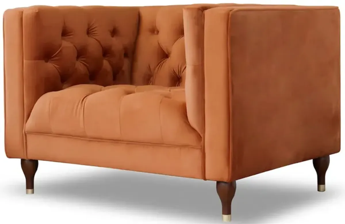 Houston Burnt Orange Velvet Armchair